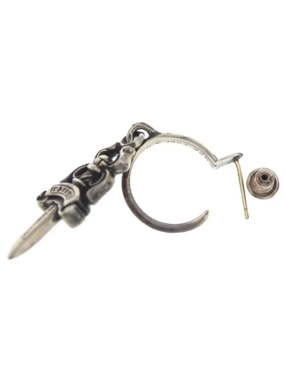 Chrome Hearts No5 Dagger 5 Hoop Earrings Silver